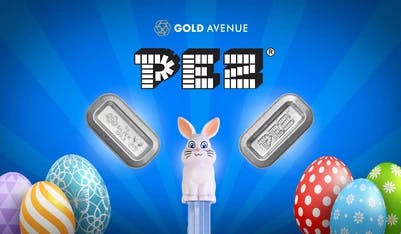 The PEZ Spring Bunny Silver Wafers and Dispenser gift set