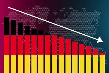 Indicatori economici con i colori della bandiera tedesca a indicare il rallentamento dell’inflazione.