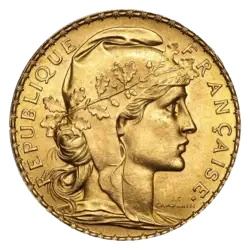 20 Französische Franken Goldmünze - Napoléon (Coq de Chaplain)