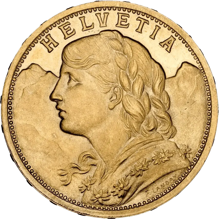 20 Swiss Francs Gold Coin - Helvetia Vreneli