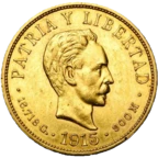 10 Pesos Pièce en Or - Cubains (José Marti) 1915-1916 