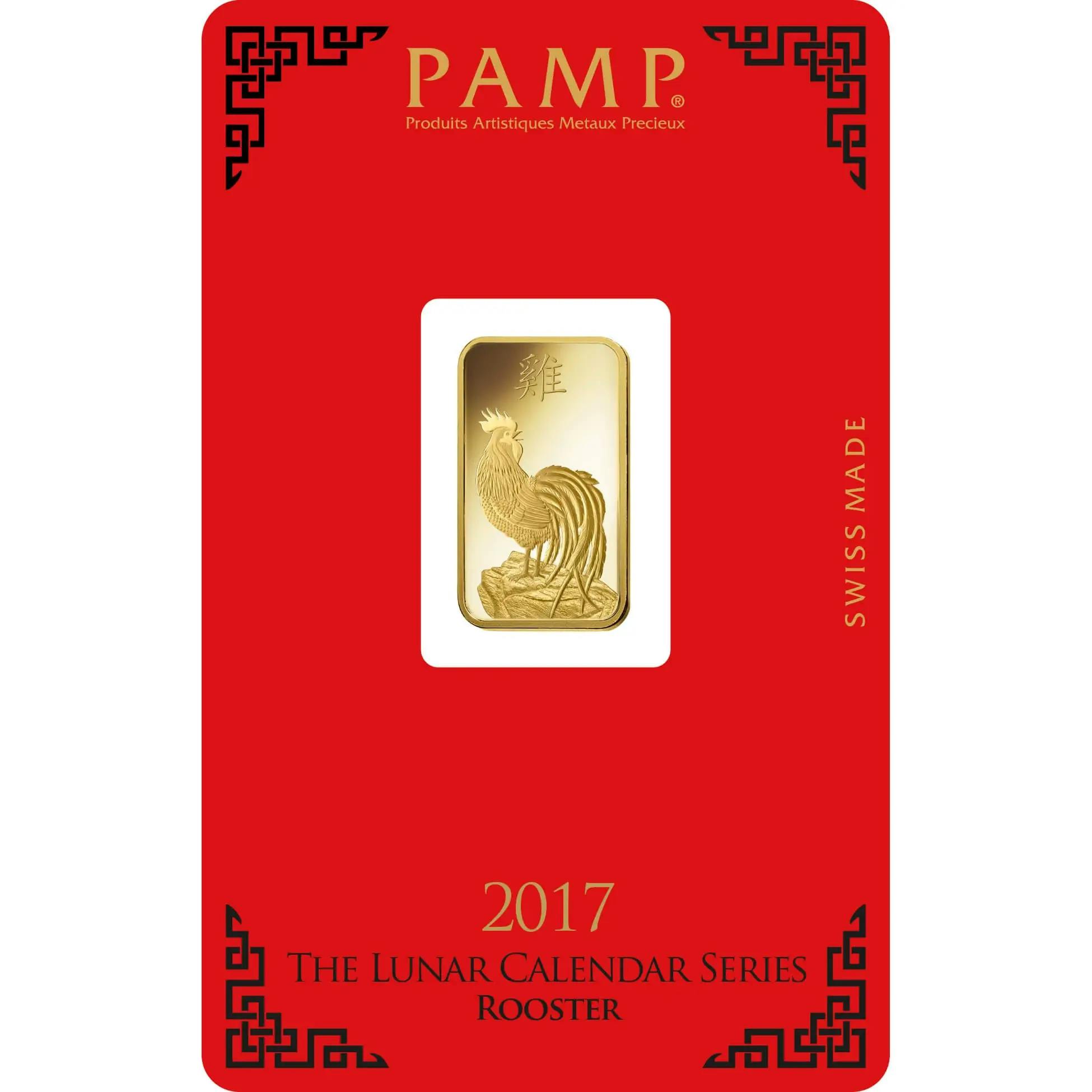 5 gram Gold Bar - PAMP Suisse Lunar Rooster