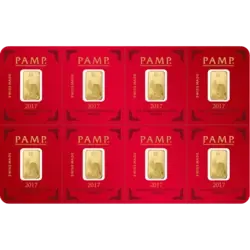 8x1 gram multigram Gold Bar - PAMP Suisse Lunar Rooster