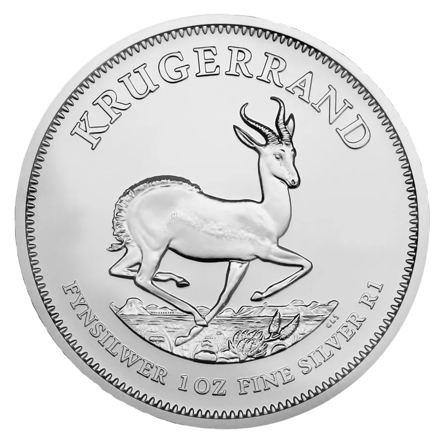 1 oz Fine VAT FREE Silver Coin 999.0 - Krugerrand BU Mixed Years front side