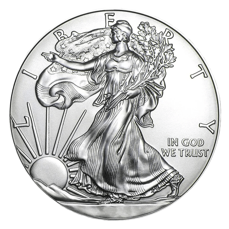 Dritto (fronte) della moneta d’argento American Eagle da 1 oncia