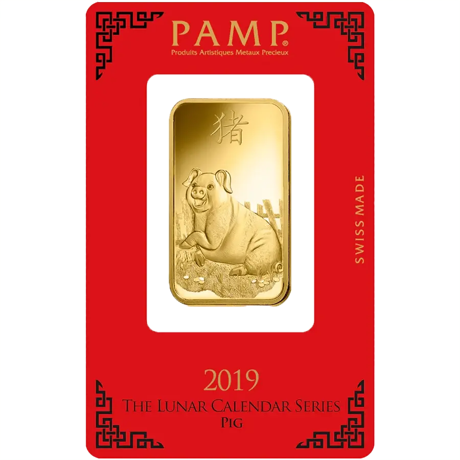 1 ounce Gold Bar - PAMP Suisse Lunar Pig