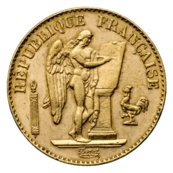 20 Französische Francs Goldmünze - Stehender Angel 1871-1898