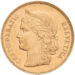 20 Franchi Svizzeri Moneta in Oro - Helvetia 