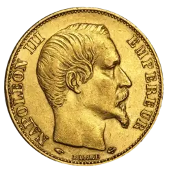 20 Französische Francs Goldmünze - Napoleon III (Kopf mit Lorbeer oder Kopf Unbedeckt)