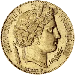 20 Französische Francs Goldmünze - Cereskopf 1849 -1851