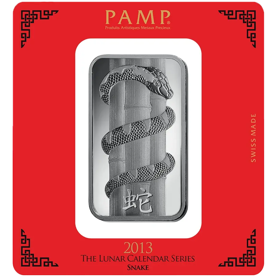 100 grammes Lingotin d'Argent  - PAMP Suisse Lunar Serpent
