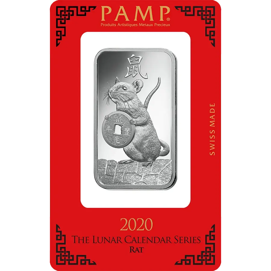 1 ounce Silver Bar - PAMP Suisse Lunar Rat