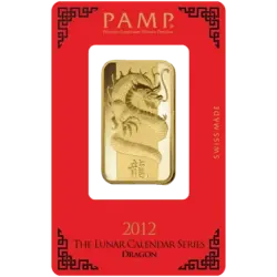 1 ounce Gold Bar - PAMP Suisse Lunar Dragon 2012