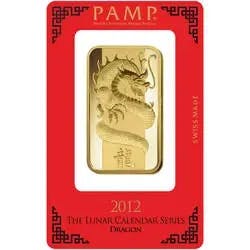 100 gram Gold Bar - PAMP Suisse Lunar Dragon 2012