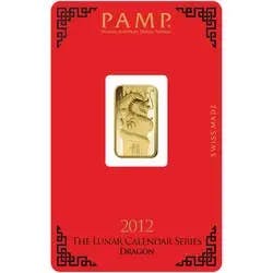 5 gram Gold Bar - PAMP Suisse Lunar Dragon 2012