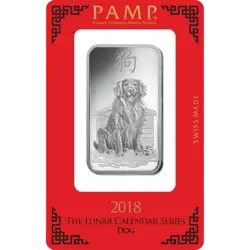1 ounce Silver Bar - PAMP Suisse Lunar Dog