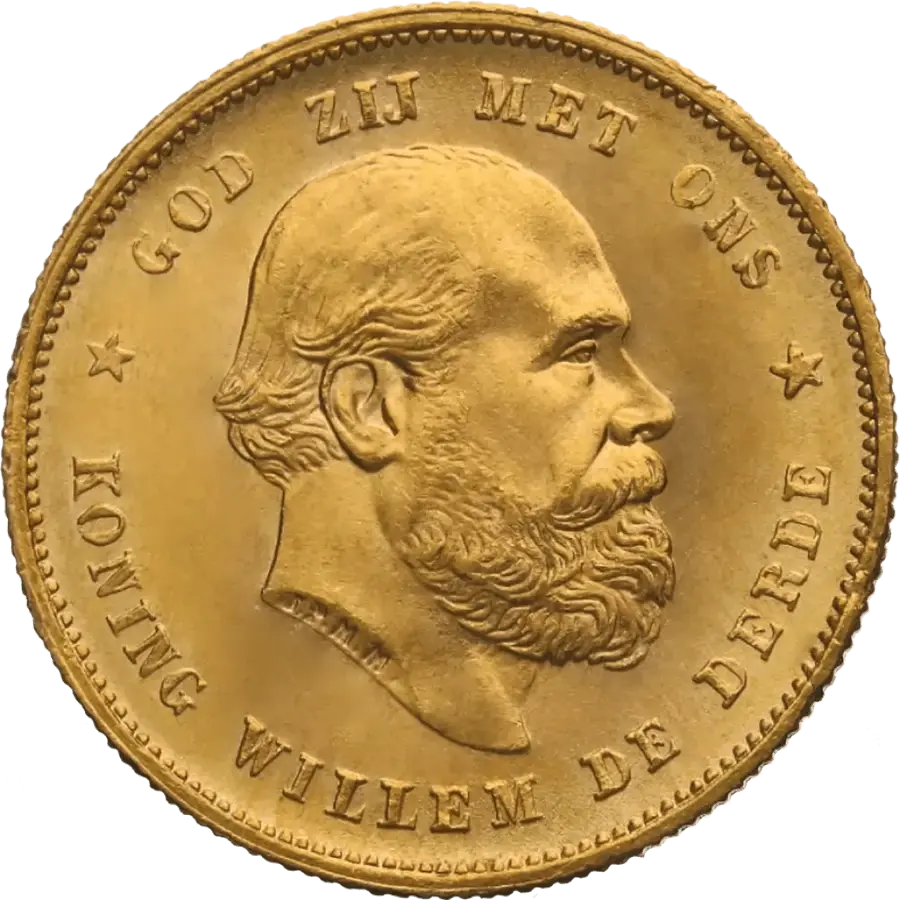 10 Guilders Netherlands Gold Coin - Willem III