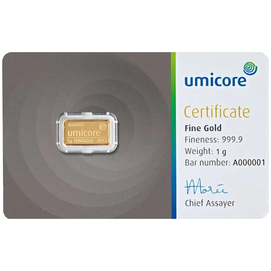 1 gram Gold Bar - Umicore