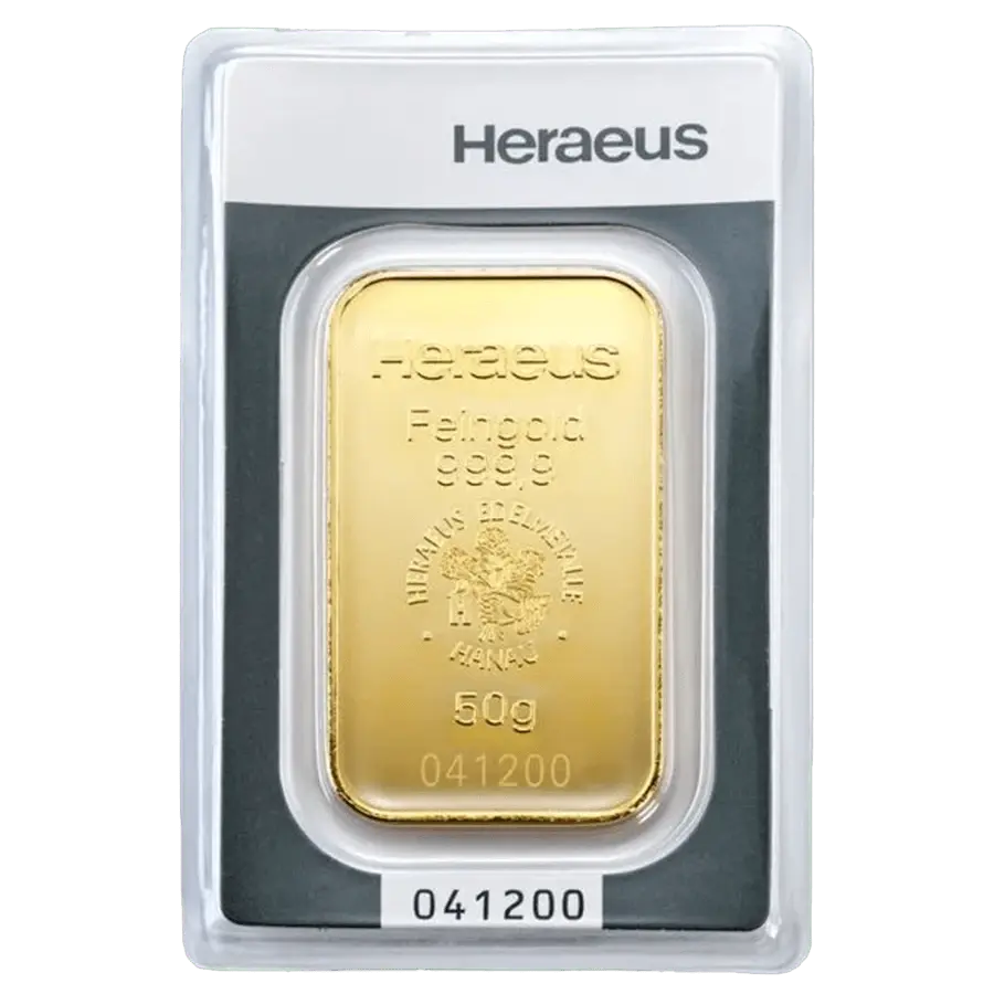 50 gram Gold Bar - Heraeus