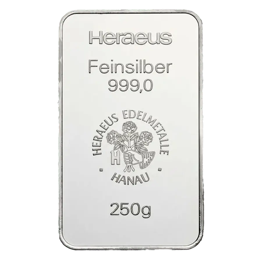 250 Gramm Silberbarren - Heraeus