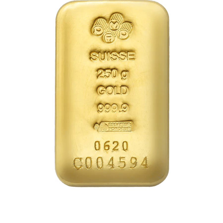 Purchase 250 grams Fine gold Cast Bar - PAMP Swiss - Front