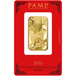 1 ounce Gold Bar - PAMP Suisse Lunar Monkey