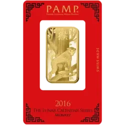 1 once Lingot d'Or - PAMP Suisse Lunar année du singe