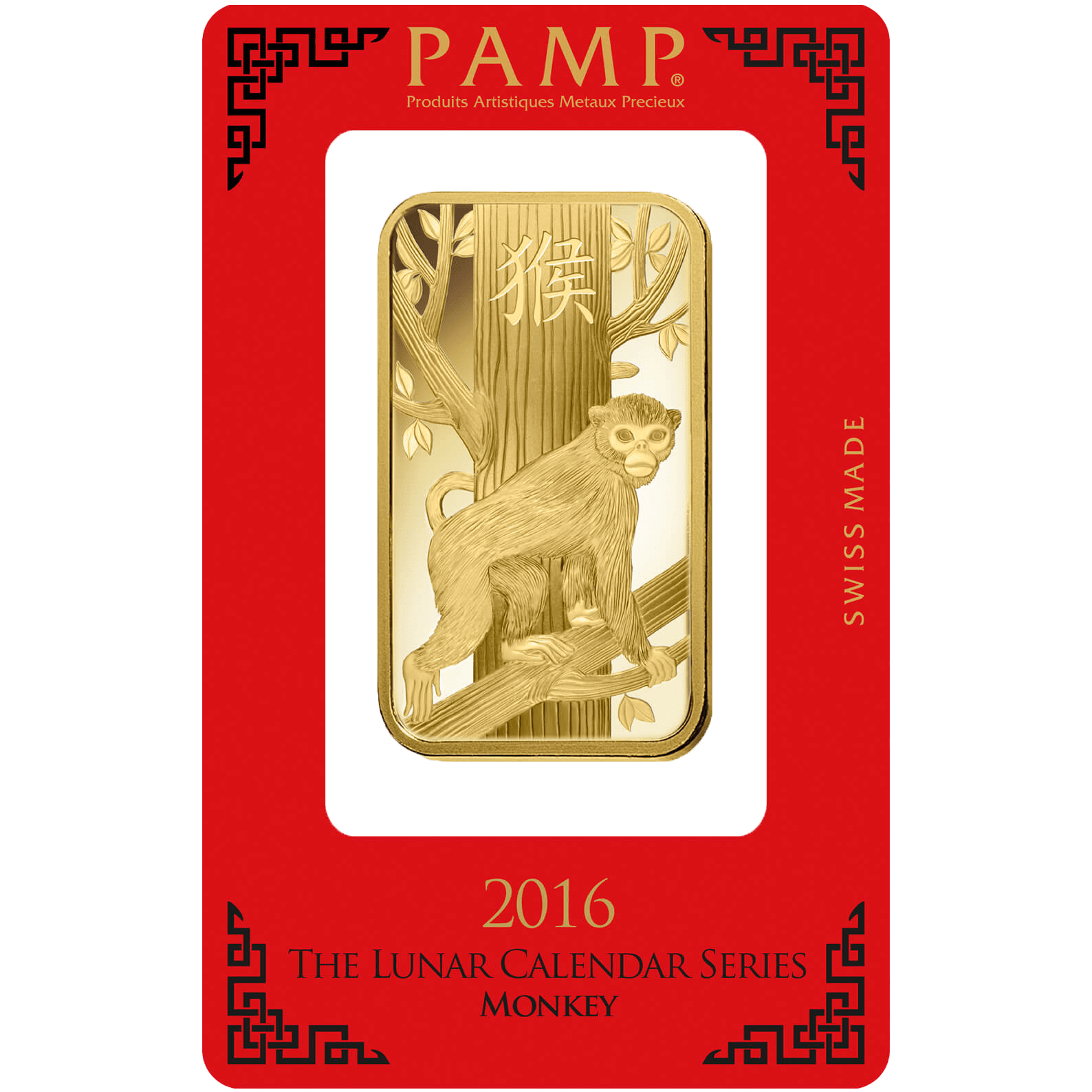 Invest in 100 gram Fine gold Lunar Monkey - PAMP Swiss - Pack Front