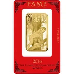 100 Gramm Goldbarren - PAMP Suisse Lunar Affe