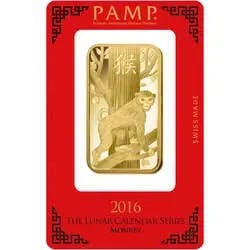 100 grammes Lingotin d'Or - PAMP Suisse Lunar Singe