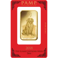 100 Gramm Goldbarren - PAMP Suisse Lunar Hund