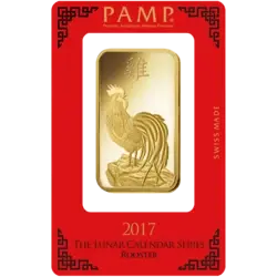 100 gram Gold Bar - PAMP Suisse Lunar Rooster 