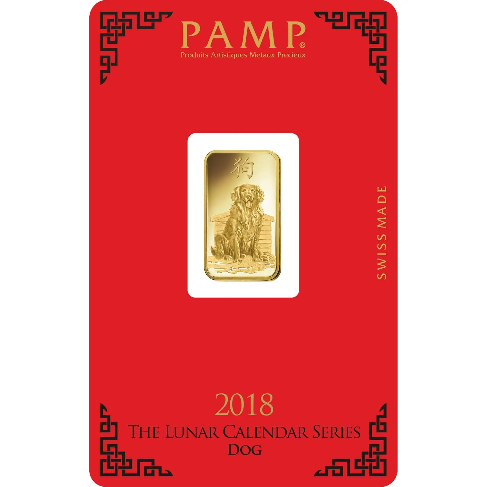 5 Gramm Goldbarren - PAMP Suisse Lunar Hund