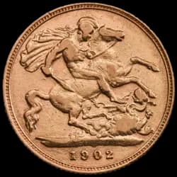 1/2 Sterlina Britannica Moneta d'Oro - 1901-1910 Sovereign Edoardo II