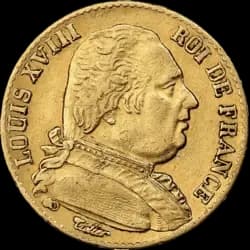 20 French Francs Gold Coin - 1814-1815 Louis XVIII