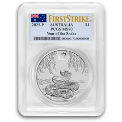 1 ounce Silver Coin - MS-70 PCGS - Australia Lunar Snake 2025 1 ounce Silver Coin - MS-70 PCGS - Australia Lunar Snake 2025 - 1