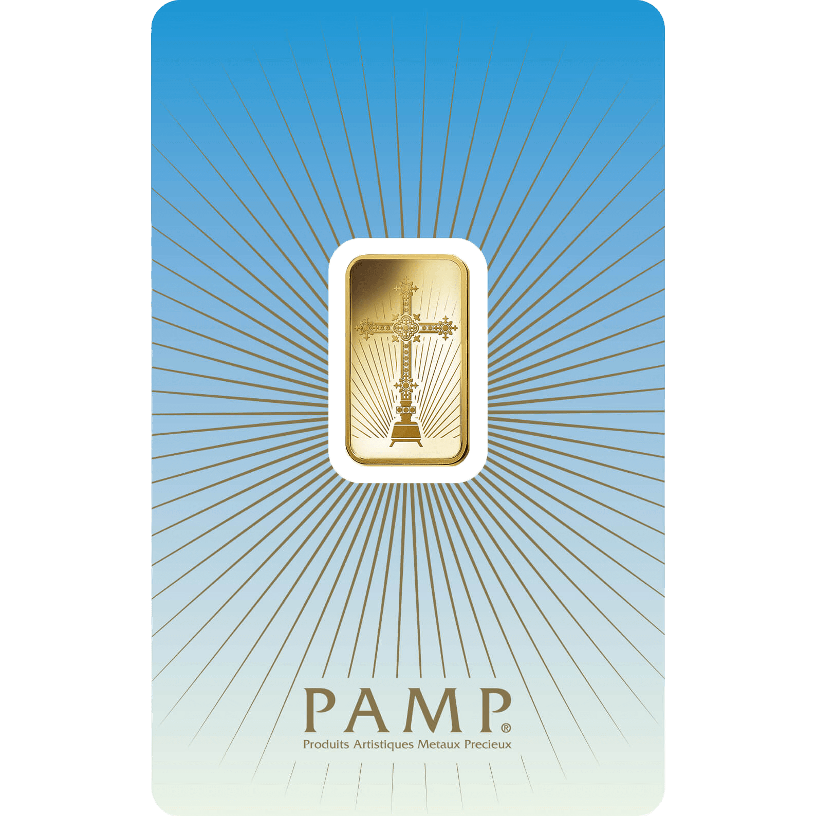 Invest in 5 gram Fine Gold Romanesque Cross - PAMP Swiss - Pack Front