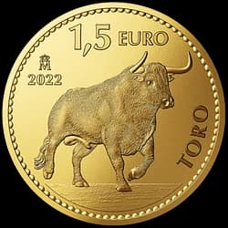 1 oncia Moneta d'Oro - Spagna Toro Reverse Proof 2022 Moneta d'oro da 1 oncia - Spagna Toro Reverse Proof 2022 - 1