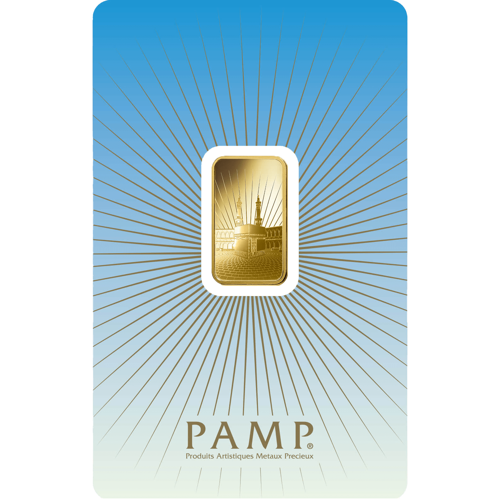 Investire in 5 grammi d'oro puro Ka'Bah Mecca - PAMP Svizzera - Pack Front