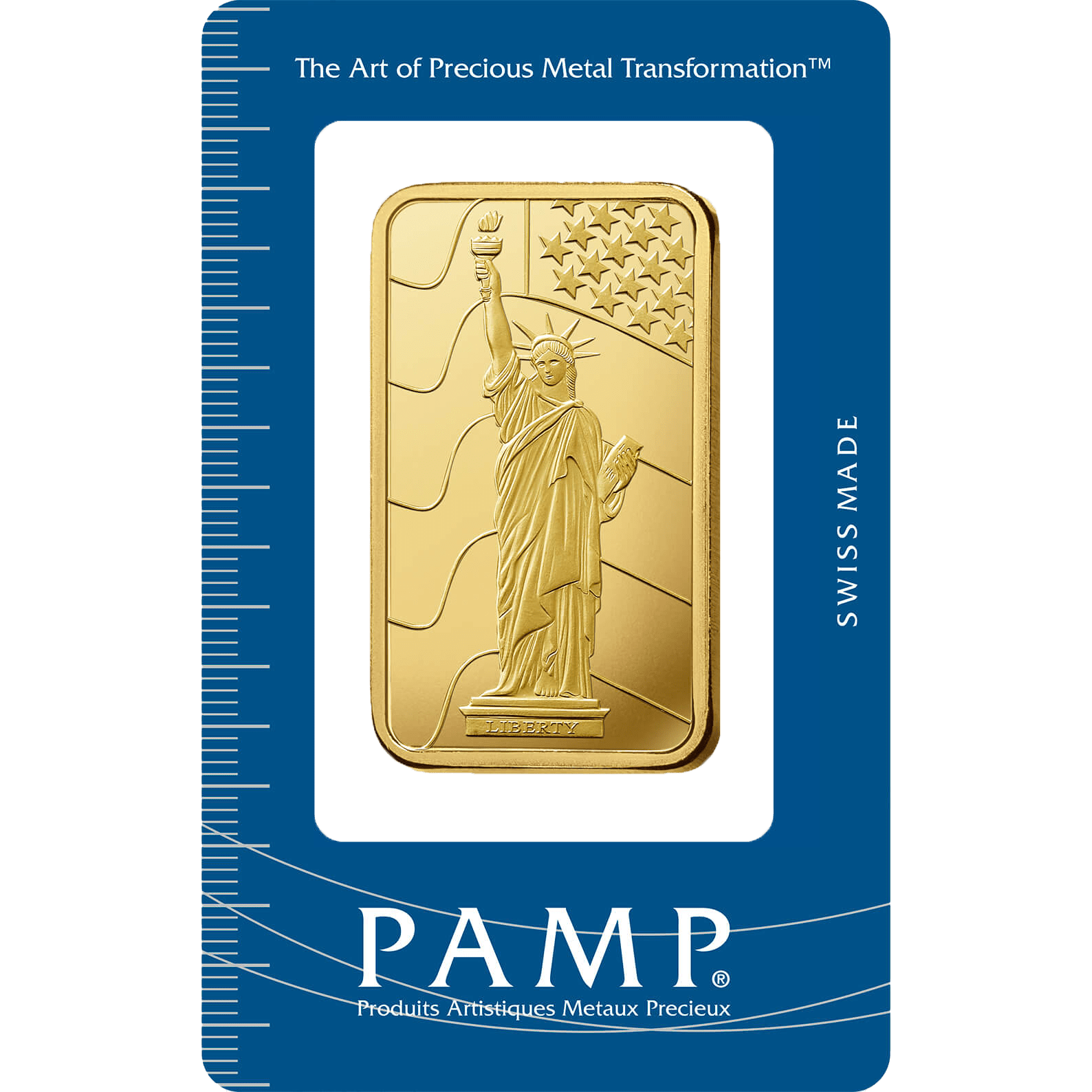 Kaufen Sie 100 Gramm FeinGoldbarren Liberty - PAMP Schweiz - Pack Front