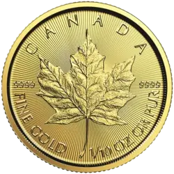 1/10 ounce Gold Coin - Maple Leaf BU