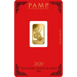 5 Gramm Feingoldbarren 999.9 - PAMP Suisse Lunar Ratte