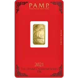Purchase gold, 5 grams Fine gold Lunar Ox ingot - PAMP Swiss Buy 5 grams Fine gold Lunar Ox - PAMP Swiss