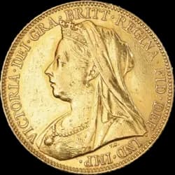 Obverse (front) of the Queen Victoria Sovereign Gold Coin Obverse (front) of the Queen Victoria Sovereign Gold Coin