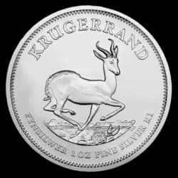 1 oz Fine VAT FREE Silver Coin 999.0 - Krugerrand BU Mixed Years front side 1 oz Fine VAT FREE Silver Coin 999.0 - Krugerrand BU Mixed Years front side