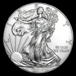 Obverse (front) side of the 1 oz American Eagle silver coin Obverse (front) side of the 1 oz American Eagle silver coin