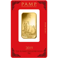 Kaufen Sie Gold, 1 Unze FeinGoldbarren Lunar Schwein - PAMP Schweiz - Pack Front Kaufen Sie 1 Unze FeinGoldbarren Lunar Schwein - PAMP Schweiz - Pack Front