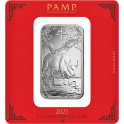 100 gram Silver Bar - PAMP Suisse Lunar Ox 100 gram Silver Bar - PAMP Suisse Lunar Ox