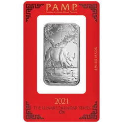 1 ounce Silver Bar - PAMP Suisse Lunar Ox 1 ounce Silver Bar - PAMP Suisse Lunar Ox