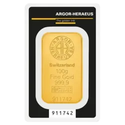 100 gram Gold Bar - Argor-Heraeus 100 gram Gold Bar - Argor-Heraeus
